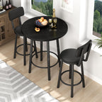 Recaceik 3‑Piece Pub Dining Set, Counter Height Modern Round Bar Table with Wood Top, Pub Table and Stools for 2, Easy Assemble Bistro Set for Breakfast Nook, Living Room, Small Space Restaurant