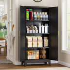 GAIOUS Metal Storage Cabinet, Black Pantry Storage Cabinets with 2 Door | and 3 Adjustable Shelves, Kitchen Food Storage Cabinet, Metal Utility Cabinet for Kitchen Laundry Room, Cupboard