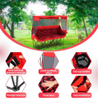 Teenyyou 3 Person Camping Chair with Canopy – Ultimate UV Sun Protection, 700lbs Heavy Duty Oversized Beach Chair, Foldable Portable Sofa with Cup Holder & Storage for Beach Lawn Outdoor(Red Black)