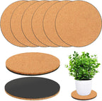 6 Pieces Cork Plant Coasters, 4 Inch Cork Plant Mats, Cork Coaster for Planters, Plant Coasters for House Plants Indoors (Nude & Black)