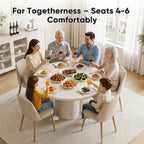 45-Inch Thick Concrete Dining Table for 4. Unique Cloud-Shaped Base, Sturdy Durable Easy-to-Clean Dinner Table. Modern White Round Dining Table Suitable for Dining Room Living Room Apartmen