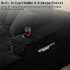 125" U-Shaped Modular Sectional Sofa, Corduroy Couch, Black
