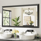 55x30 Inch Black Bathroom Mirror for Wall, Thick Metal Framed Rectangle Mirrors for Over Sink, Bedroom, Living Room, Entryway, Anti-Rust, HD Tempered Glass