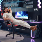 VITESSE 400 lbs Red Ergonomic Video Gaming Chair for Adults | PC Computer Chair, Racing Office Chair, Silla Gamer Height Adjustable Swivel Chair with Lumbar Vibration Support and Headrest