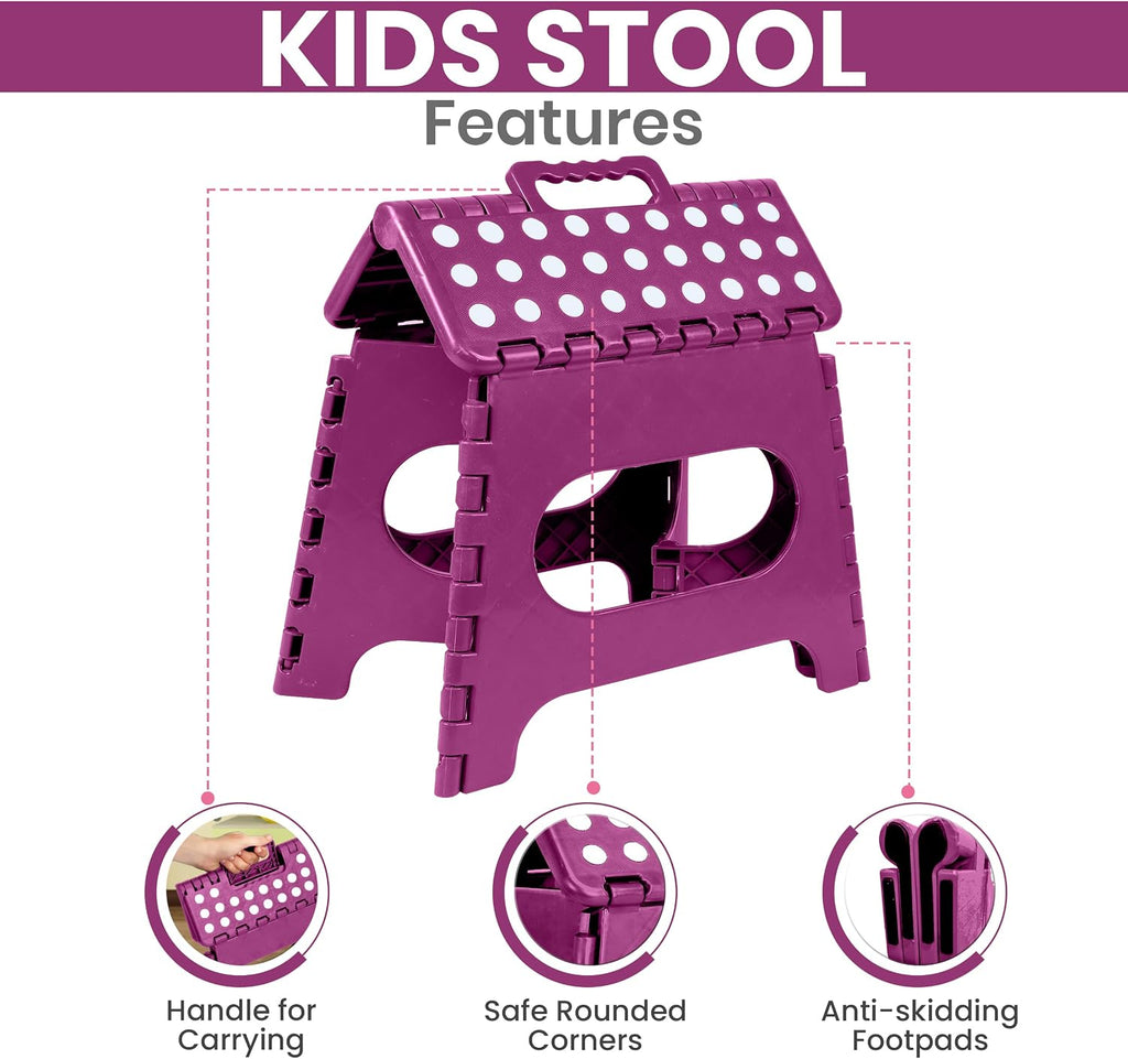 Utopia Home Folding Step Stool - (Pack of 1) Foot Stool with 11 Inch Height - Holds Up to 300 lbs - Foldable Step Stool for Kitchen, Bathroom & Living Room - Anti Skid (Purple)