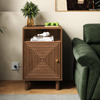 RoyalCraft Walnut Nightstand Set of 2, Night Stand with Charging Station | Mid-Century Modern End Table for Living Room, Side Table with Solid Wood Legs, Bedside Table for Bedroom, Entryway