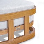 PEAK HOME FURNISHINGS Outdoor Patio Ottoman in Aluminum with Cushion, Teak Finish