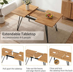 HIPIHOM Extendable Dining Table Set for 4-6, 55 to 71 Inch Expandable Dining Room Table with Upholstered Chairs, Easy Assembly Kitchen Table Set for Small Spaces, Living Room