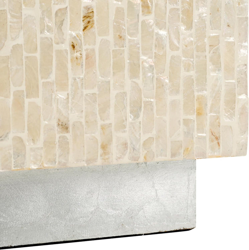 SAFAVIEH Home Collection Scarlett Natural & Silver Capiz Shell Square Accent Table (Fully Assembled)