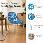LeisureMod Asbury Modern Dining Chair, Blue, Polypropylene Seat | Chrome Legs, Comfortable Solid Back, Kitchen and Dining Room, Affordable Contemporary Seating
