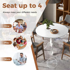 Giantex Round Dining Table, 39" D X 29" H, Rubber Wood Pedestal Table W/Round Tabletop & Curved Trestle Legs, 4-Person Dinner Table for Kitchen, Dining Room, Restaurant (White)