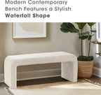 Ink+Ivy Steve Entryway Accent Bench Padded, Cozy Plush Boucle Upholstered Bench for Living Room, Modern Curved Corner Compact Bed End Bench for Bedroom, Indoor Seating, Fully Assembled, 42" W Cream