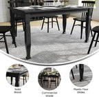 Flash Furniture Grace 60" Solid Wood Dining Table, Commercial Grade Heavy Duty Wood Table, Decorative Turned Legs, Water Resistant Finish, Seating for 6, Black