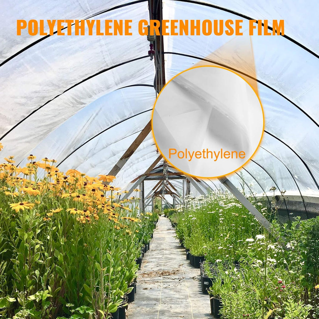 VEVOR Greenhouse Plastic Sheeting 15 x 40 ft, 6 Mil Thickness UV Resistant Clear Polyethylene Film, Hoop Green House Cover for Farms, Agriculture, Garden