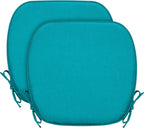 SleepMan Outdoor 17"x16" Chair Cushions with Ties Set of 2, Water Resistant All Weather U-Shape Seat Pads for Patio Garden Furniture Indoor (Set of 2, Aqua Green)