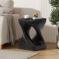 Modern Unique Design Accent Side Table Indoor Outdoor, Weatherproof, Magnesium Oxide End Table for Living Room, Bedroom Night Stand Bedside Table, No Need Assembly, 11.7''L x 11.7''W x 16''H, Black