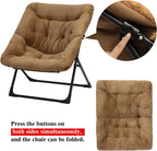 Comfy Saucer Chair for Adults, Set of 2, Soft Faux Fur Bedroom Chair, Accent Dorm Chairs, Flexible Living Room Reading Chairs, Oversized Folding Lounge Seat for Teens, X-Large, Brown