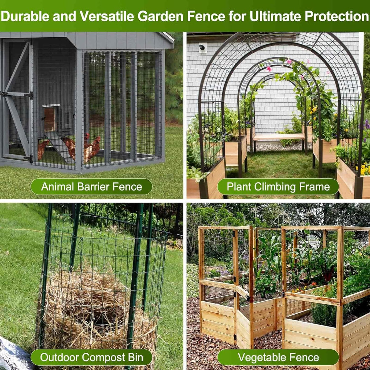 Black Welded Wire Fence 36 Inch x 59 Foot, 2.4" x 2.4" 14GA PVC Coated Wire Fencing for Garden Bed, Vinyl Coated Metal Wire Mesh Roll for Yard Vegetable Plant Protection Chicken Dog Poultry Netting