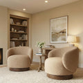 KISLOT Swivel Barrel Accent Chair, Boucle Fabric, Sand, 2-Pack | Modern Style, Upholstered, for Living Room/Bedroom/Waiting Room