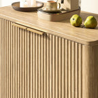 Evermagin 31.5" Oak Buffet Cabinet with Storage, Small Sideboard Cabinet, Boho Accent Credenza, Fluted Console Table with Doors for Dining Room, Kitchen, and Living Room