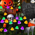 OZS 2PK 55FT 32LED Halloween Orange Purple and Green Solar Mushroom Lights Outdoor, Solar String Light with 8 Lighting Modes Auto On/Off, Halloween Garden Lights for Witch Decorations
