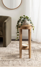 Kate and Laurel Talcott Modern Round Wood Side Table, 12 x 12 x 28, Natural Wood, Transitional Decorative Two-Tier End Table for Use as a Bedroom Nightstand or Living Room Plant Stand