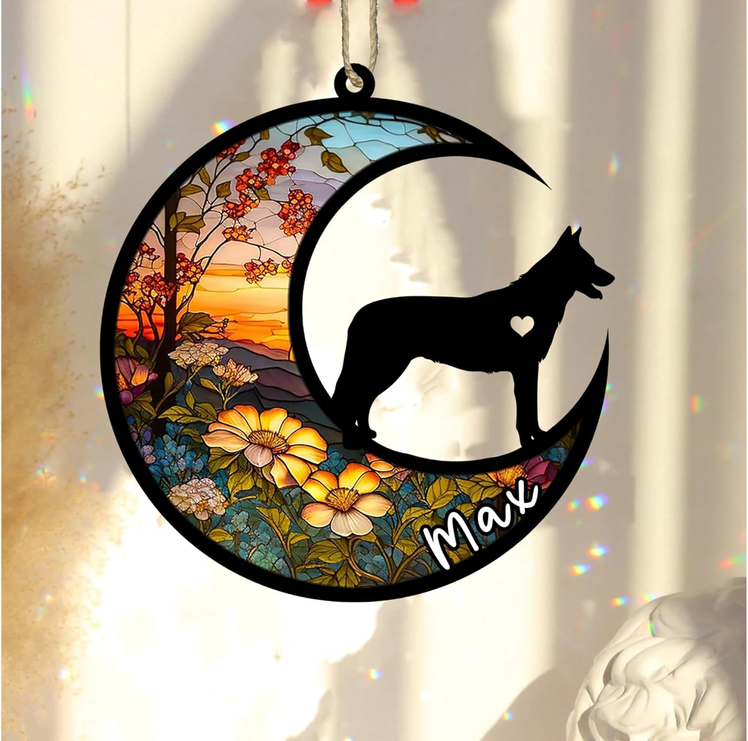 Personalized Dog Memorial, Custom Name Czechoslovakian Wolfdog Dog Christmas Ornament with Name, Custom Breeds, Pet Loss Light Catcher, Gifts for Lovers Loss of Pet Sympathy on Mothers Day Christmas