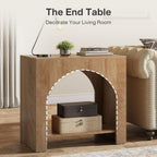 Tribesigns Farmhouse End Side Table of 2 Packs, Large Sofa Side Table with Wooden Pedestal for Living Room, Bedside Storage Nightstand for Bedroom, Accent Furniture, Easy Assembly, Light Brown