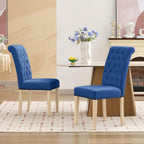 LOULENS Fabric Dining Chairs Set of 2, Upholstered Kitchen Chairs, Dark Blue