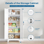 PEUKC 75" Farmhouse Metal Storage Cabinet with Doors and 4 Adjustable Shelves, Large Pantry Organizer for Kitchen, Dining Room, and Living Room,Assemble Require(White)