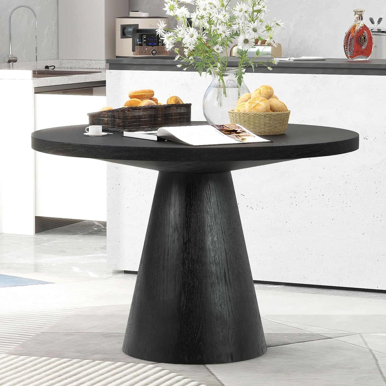 ERYE Wooden Round Dining Table Stable for Home Apartment, Contemporary Round Dinner Table with Natural Wood Grain Variation, Easy to Assemble, 44"