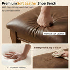 Shoe Rack Bench Entryway Storage with Leather Cushion, 39.4"