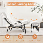 HOOOWOOO Cozy Rocking Chair,Chaise Lounge Chair Indoor,Accent Chair with Ottoman for Bedroom,Living Room,Office(Cloud Velvet White)