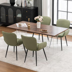 VKNOW Modern Faux Leather Dining Chairs Set of 4 with Armrest, Green | Armed Dining Room Chairs with Metal Legs, Kitchen Chairs for Restaurant Kitchen Living Room
