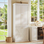 70.8" Tall Farmhouse Kitchen Pantry Cabinet with Doors, Modular Storage Cabinet with 4-Tier Adjustable Shelves, Wooden Hutch for Kitchen or Living Room, White