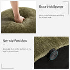 Upholstered Round Green Pouf Ottoman, Modern Footstool | Chenille Footrest with Soft Padded Seat & Wood Frame, Sage Green Ottoman, Accent Vanity Stool for Living Room and Bedroom