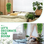 Geosar 72 Pcs Artificial Hanging Plants 32 Inch Hanging Boston Ferns Plastic Fake Plants for Wall Room Garden Wedding Garland Indoor Outdoor Decoration, No Basket