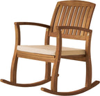 Christopher Knight Home Selma Acacia Rocking Chairs with Cushions, 2-Pcs Set, Teak Finish