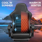 GTPLAYER Gaming Chair, High Back Leather Computer Gaming Chair with Footrest, Ergonomic Height Adjustable Office Chair with Removable Cover and Lumbar Support for Gaming & Work,Black
