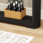 70" Slim Wooden Side Table, Wavy-Patterned Storage Table with 3 Drawers, Console Tables for Living Room, Entryway, Hallway, Sofa Tables Behind Sofa, Curved Arc Design, Modern Style, Black