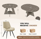 Miereirl Extendable Dining Table Set for 4-6, 47.24"-63" Round to Oval Dining Table Set with Upholstered Chairs, Hidden Storage Shelf, Kitchen & Dining Room Furniture for Apartment