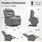 Amopatio Power Lift Recliner Chairs for Elderly Upgraded Living Room Reclining Chairs Indoor Lounge Chairs Single Sofa with Side Pockets and Remote Control for Bedroom