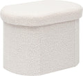 PINPLUS Storage Ottoman Boulce Tufted Oval Small Ottomans Bench Foot Rest with Storage, 16.1"x12.2"x12.2" (White)