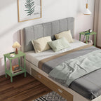 TUTOTAK End Table with Charging Station, Small Side Table with Outlets, Nightstand Bedside Table, 2-Tier Storage Shelf for Small Space, Living Room, Bedroom, Olive Green TB01BOG040