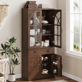 IDEALHOUSE 71.9" Tall Storage Cabinet with 30mm Thickened Board, Tempered Glass Doors & Anti-Tipping Kit, Pantry Storage Cabinet for Kitchen, Dining Room, Living Room