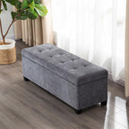 Asense Storage Ottoman Bench,42 inch Upholstered End of Bed Bench,Safety Hinge Storage Bench for Living Room,Bedroom,Entryway (42" Cotton-Linen Grey)