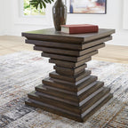 Signature Design by Ashley Hannodream Modern End Table with Architectural Geometry Design, Dark Brown