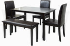 Dining Kitchen Solid Wooden Stained Bench Padded Seat Espresso Black Finish