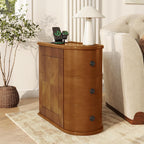 Narrow End Table with Charging Station, Wood Side Table with Drawers for Small Spaces, 3-Drawer Nightstand with Storage, Slim Bedside Cabinet for Living Room/Bedroom/Corner, Fully Assembled, Walnut
