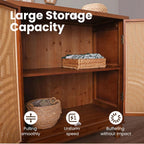 PHI VILLA Accent Cabinet with Door, Small Buffet Sideboard Cabinet with Rattan Door, 2 Door Storage Cabinets